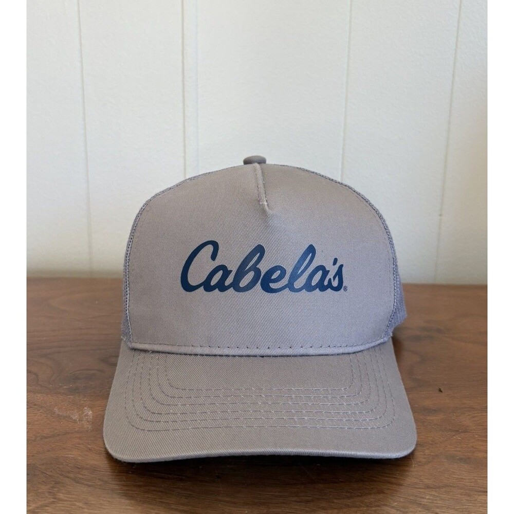 Cabela's Bass Pro Shops Trucker Cap Hat Grey Mesh Back Logo Snapback